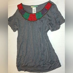 Brand New☆Girls Tween "QUEEN ESTHER" Dressy Cold Shoulder Wood Bead neck Blouse☆